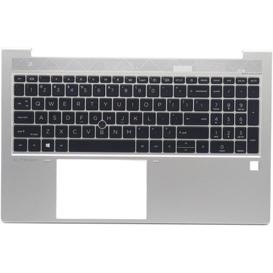 Carcasa superioara cu tastatura palmrest Laptop, HP, ProBook 850 G7, 855 G7, iluminata, argintie, layout US Carcasa Laptop