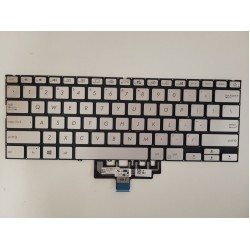 Tastatura Laptop, Asus, ZenBook 14 UX434F, UX434FA, UX434FL, UX434FAC, UX434FAW, UX434FLC, UX434I, UX434IQ, UX434FQ, iluminata, argintie, layout US