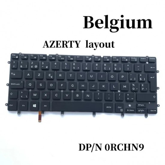 Tastatura Laptop, Dell, Inspiron 13 7347, 7348, 7352, 7353, 7359, 7368, 7378, iluminata, layout belgia (UK/BE)