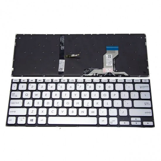 Tastatura Laptop, Asus, VivoBook 14 X420, X420U, X420UA, X420F, X420FA, iluminata, argintie, layout US