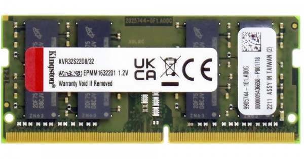 Memorie Laptop Sodimm Kingston 32GB, DDR4, PC4-3200, 3200MHz, CL22