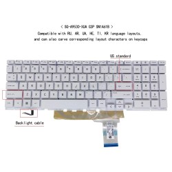 Tastatura Laptop Gaming, HP, Victus 15-FB, 15Z-FB, TPN-Q279, iluminata, alba, layout US