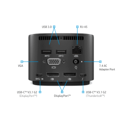 Docking Station, HP, ZBook 14u G5, ZBook 15u G5, Thunderbolt Dock G2 EURO, Black, 230W, L14715-001, 2UK38AAABB