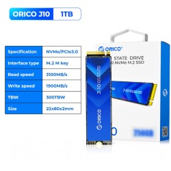 SSD ORICO J10, 1TB, PCIe 3.0x4 2280, M.2, NVMe, 3500MB/s, pentru Laptop si Desktop, J10-1TB-BL-BP