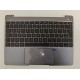 Carcasa superioara cu tastatura palmrest, Huawei, MateBook 13 WRT-W19, WRT-W29L, WRT-W09, WT-W09, HN-W19L, HN-W19R, iluminata, gri, layout UK