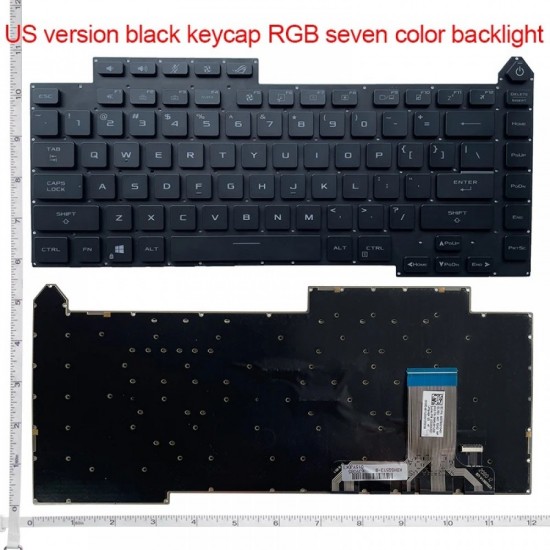 Tastatura Laptop Gaming, Asus, ROG Strix Scar 15 G533Q, G533QM, G533QR, G533QS, iluminata, conector RGB 20 pini, neagra, layout US