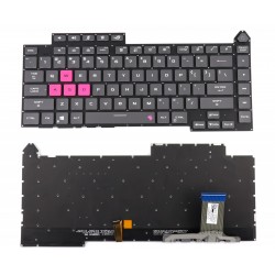 Tastatura Laptop Gaming, Asus, ROG Strix G15 GL543QE, PX513QC, iluminata, conector RGB 16 pini, gri si roz, layout US