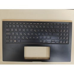 Carcasa superioara cu tastatura palmrest Laptop, Asus, ZenBook 15 UX533FAC, UX534FT-2B, 90NB0NK1-R30GR0, 13NB0NM1P01011-1, 13NB0NM1AM0211, 13N1-9DA0601, iluminata, albastra, layout US/GR (Greek)