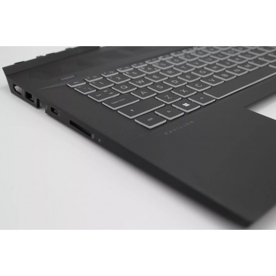 Carcasa superioara cu tastatura palmrest Laptop Gaming, HP, Pavilion 17-CD, 17T-CD, TPN-C142, AP2K9000300, L56889-001, L65250-001, iluminata, layout US