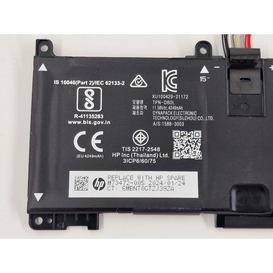 Baterie Laptop, HP, ProBook 450 G10, 455 G10, M73472-005, M02027-002, RH03XL, 3ICP6/60/75, TPN-IB0A, TPN-DB0L, 11.58V, 4249mAh, 51.3Wh