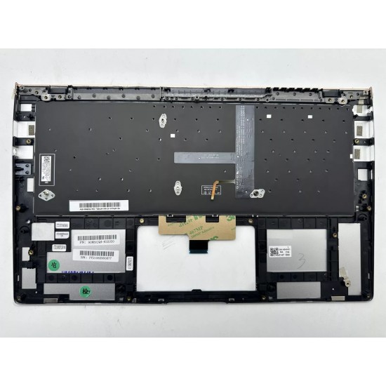 Carcasa superioara cu tastatura palmrest Laptop, Asus, ZenBook 14 UX433F, UX433FA, UX433FN, UX433FAC, 90NB0JQ4-R32UI0, 90NB0JQ4-R32UA, 90NB0JQ4-R32US, UX433FN-2S, 13N1-60A0H31, iluminata, argintie, layout US