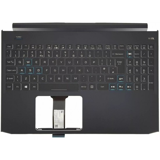 Carcasa superioara cu tastatura palmrest Laptop Gaming, Acer, Predator Helios 300 PH315-52, 6B.Q53N4.002, 6070B1601101, iluminata RGB, layout UK