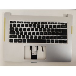 Carcasa superioara cu tastatura palmrest Laptop, Acer, Swift S40-51, 6B.HUSN8.001, HQ20900695000, iluminata, argintie, layout US