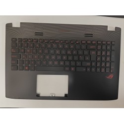 Carcasa superioara cu tastatura palmrest Laptop, Asus, ROG G552J, G552JX, G552V, G552VL, G552VX, G552VW, 90NB09I3-R31UK0, 13NB07Z1AP0231, 13NB07Z1AP04041, iluminata, layout UK