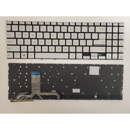 Tastatura Laptop, Asus, VivoBook 15 M1503I, M1503IA, M1503Q, M1503QA, M1503Y, M1503YA, iluminata, argintie, layout US