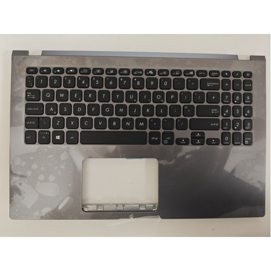 Carcasa superioara cu tastatura palmrest Laptop, Asus, VivoBook 15 X509F, X509FA, X509FB, 90NB0MZ2-R32UK0, 90NB0MZ2-R32UK1, X509FA-1G, 13NB0MZ2P03014-3, iluminata, gri, layout UK
