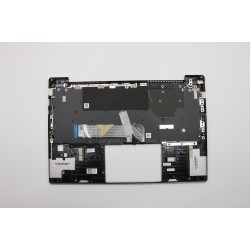 Carcasa superioara cu tastatura palmrest Laptop, Lenovo, IdeaPad S530-13IML Type 81WU, 5CB0S16086, AM2D5000940, cu slot fingerprint, iluminata, argintie, layout US