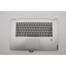 Carcasa superioara palmrest cu tastatura Laptop, Lenovo, FLEX-15IWL Type 81SR, 5CB0S17702, AM2G9000210, ET2G9000500, iluminata, cu fingerprint, gri, layout us