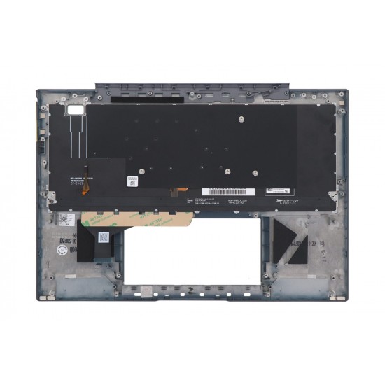 Carcasa superioara cu tastatura palmrest Laptop, Asus, ZenBook S 13 OLED UM5302T, UM5302TA, 90NB0WA1-R30US0, HQ20721682000, UM5302TA-8B, iluminata, albastra, layout US