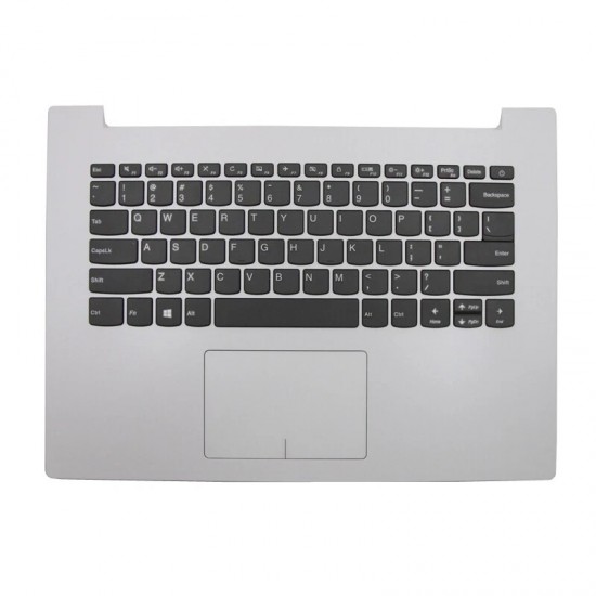 Carcasa superioara cu tastatura palmrest Laptop, Lenovo, IdeaPad 320-14IKB Type 80XK, 80YD, 5CB0N82229, AP13N000310, AM13N000100, DG421, argintie, layout US