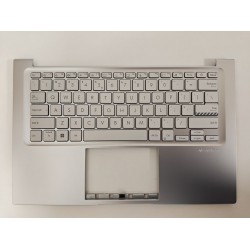 Carcasa superioara cu tastatura palmrest Laptop, Asus, VivoBook 14 X1404Z, X1404ZA, 90NB1002-R30UI1, X1404ZA-1S, 13NB1000M010111, 13NB1002AP044, 39XJWTAJN50, FAXJW004010, iluminata, argintie, layout US