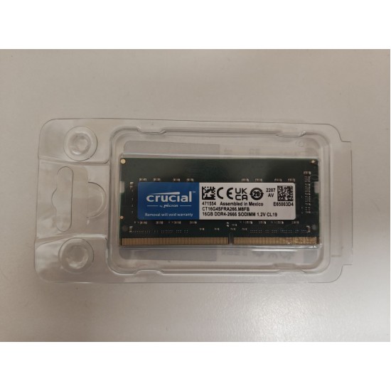 Memorie Laptop NoteBook Crucial, 16GB, DDR4, 2666Mhz, PC4-21300, Sodimm 260 Pin, 1.2V, CL19, CT16G4SFRA266