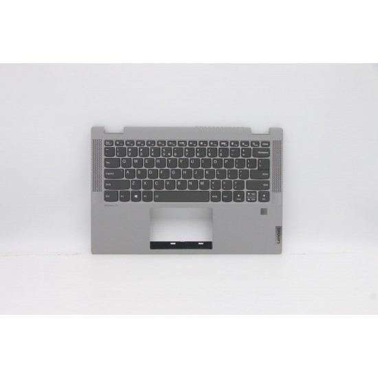 Carcasa superioara cu tastatura palmrest Laptop, Lenovo, IdeaPad Flex 5-14ITL05 Type 82HS, 82LT, 5CB0Y85389, 460.0K10K.0001, Fingerprint, Platinum Grey, iluminata, layout US