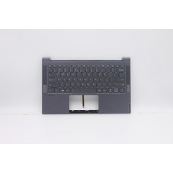 Carcasa superioara cu tastatura palmrest Laptop, Lenovo, Yoga Slim 7-14IIL05 Type 82A4, 82A1, 5CB0Z32103, 4BLS2TALV80 3A, iluminata, gri layout US