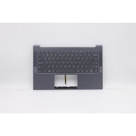 Carcasa superioara cu tastatura palmrest Laptop, Lenovo, Yoga Slim 7-14ITL05 Type 82A3, 82HA, 82A6, 5CB0Z32103, 4BLS2TALV80 3A, iluminata, gri layout US