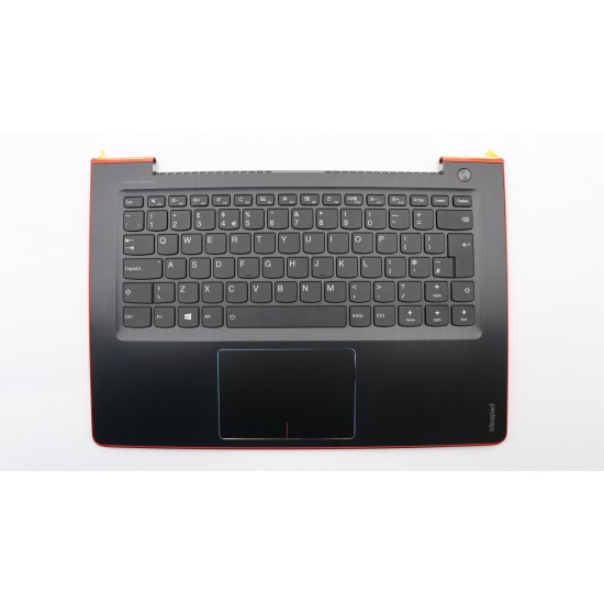 Carcasa superioara cu tastatura palmrest Laptop, Lenovo, Flex 4-1480 Type 80VD, 5CB0L45049, AM1JG000210, AM1JG000330, iluminata, neagra, layout UK