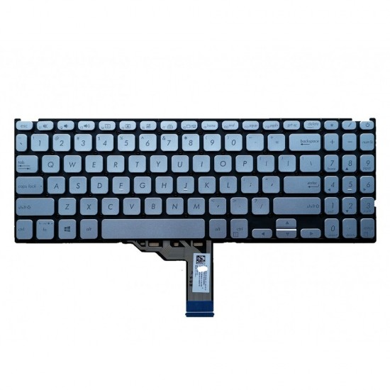 Tastatura Laptop, Asus, VivoBook 15 P1504D, P1504DA, P1504F, P1504FA, P1504J, P1504JA, P1504U, P1504UA, iluminata, argintie, layout US