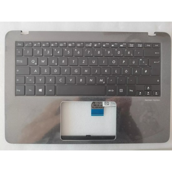 Carcasa superioara cu tastatura palmrest Laptop 2-in-1, Asus, ZenBook Flip UX360U, UX360UA, UX360UAK, 90NB0C03-R30GE0, 13NB0C03AM03211, iluminata, neagra, layout DE (germana)
