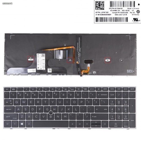 Tastatura Laptop, HP, Zbook Fury 15 G8, iluminata, layout US