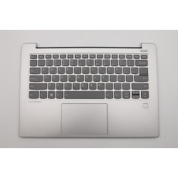 Carcasa superioara cu tastatura palmrest Laptop, Lenovo, IdeaPad 530S-14ARR Type 81H1, 5CB0R12071, AM171000290, AM171000C00, ET171000110, iluminata, argintie, cu fingerprint, layout US