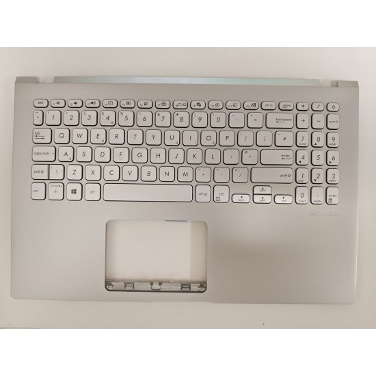 Carcasa superioara cu tastatura palmrest Laptop, Asus, VivoBook 15 M509B, M509BA, M509D, M509DA, M509DJ, 90NB0Q31-R32UK0, X509MA-1S, 13NB0MZ1P04016-3, 39XKRTAJN30, FBXKR009010, argintie, layout UK