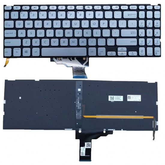 Tastatura Laptop, Asus, VivoBook X515DA, X515EA, X515EP, X515FA, X515JA, X515JF, X515JP, X515KA, X515MA, X515UA, iluminata, argintie, layout US