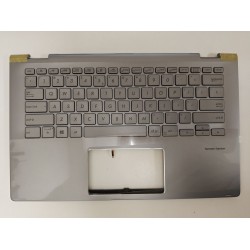 Carcasa superioara cu tastatura palmrest Laptop, Asus, Q406F, Q406FA, 90NB0MK1-R31UI1, 90NB0MK1-R31UI0, 90NB0MK1-R31UA, 90NB0MK1-R31US0, 90NB0MK1-R31US1, iluminata, argintie, layout US