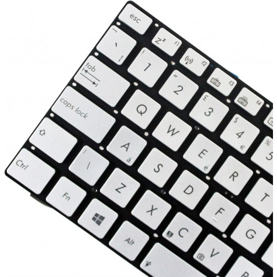 Tastatura Laptop, Asus, N76, N76Y, N76V, N76VB, N76VJ, N76VM, N76VZ, iluminata, argintie, layout UK