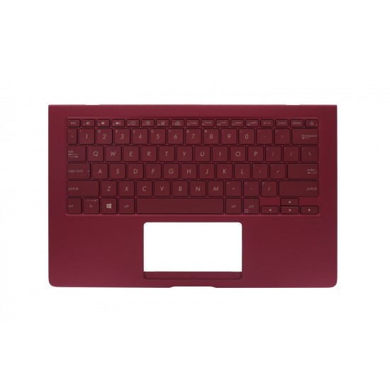Carcasa superioara cu tastatura palmrest Laptop, Asus, ZenBook S UX391F, UX391FA, UX391U, UX391UA, 90NB0D94-R31US0, 17H1UX18AI, 13N1-40A0911, UX391UA-3B, iluminata, rosie, layout US