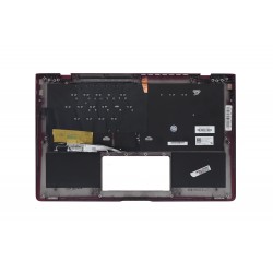 Carcasa superioara cu tastatura palmrest Laptop, Asus, ZenBook S UX391F, UX391FA, UX391U, UX391UA, 90NB0D94-R31US0, 17H1UX18AI, 13N1-40A0911, UX391UA-3B, iluminata, rosie, layout US
