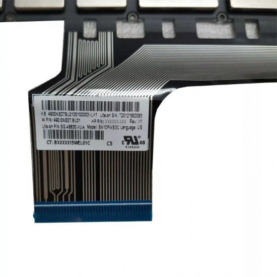 Tastatura Laptop, HP, Pavilion Plus 14-EH, TPN-W154, N10393-001, N10393-271, iluminata, argintie, layout US