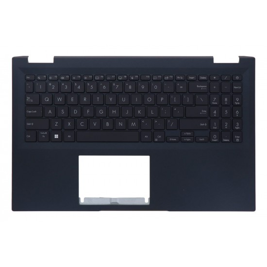 Carcasa superioara cu tastatura palmrest Laptop, Asus, ExpertBook B1 B1502C, B1502CBA, B1502CVA, B1502CGA, 90NX06X1-R31US0, 13N1-GTA0301, 13N1-GTA0521, B1502CVA-1A, iluminata, neagra, layout US