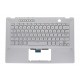 Carcasa superioara cu tastatura palmrest Asus, ROG Zephyrus G14 GA401I, GA401IH, GA401IHR, GA401II, GA401IU, GA401IV, 90NR03F2-R31US2, 6053B1788221, GA401IV-1D, iluminata, argintie, layout US