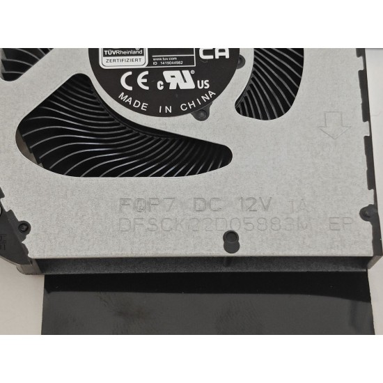 Cooler procesor Laptop Gaming, Acer, 23.QNYN7.002, NS8CC28-23J002, DFSCK22D05883M-FQP7, DQ5DC77F007, 12V, 1A, CPU