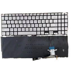 Tastatura Laptop, Asus, ZenBook 15 UX534F, UX534FA, UX534FAC, UX534FT, UX534FTC, iluminata, argintie, layout US