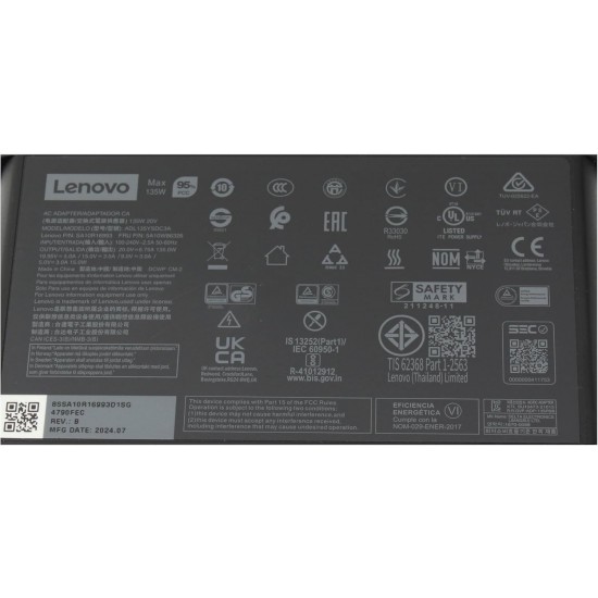 Incarcator Laptop, Lenovo, ThinkPad Z16 Gen 1 Type 21D4, 21D5, 5A10W86296, ADL135YSDC3A, mufa USB-C, Type-C