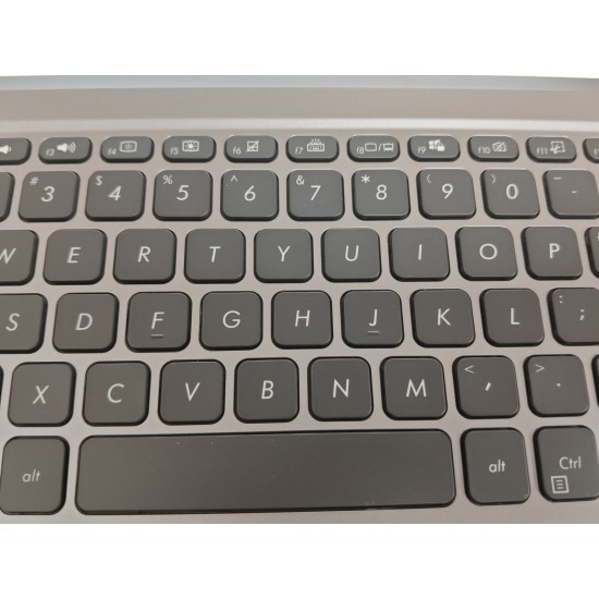 Carcasa superioara palmrest cu tastatura Laptop, Asus, VivoBook 15 F515D, F515DA, F515E, F515EA, F515EP, F515F, F515FA, F515J, F515JA, F515JF, F515JP, F515M, F515MA, iluminata, gri, layout US
