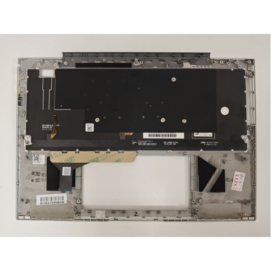 Carcasa superioara cu tastatura palmrest Laptop, Asus, ZenBook S 13 UM5302L, UM5302LA, UM5302T, UM5302TA, 90NB0WA2-R30US0, 90NB0WA2-R30UA1, HQ20721683000, UM5302TA-8E, iluminata, argintie, layout US