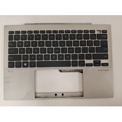 Carcasa superioara cu tastatura palmrest Laptop, Asus, ZenBook S 13 UM5302L, UM5302LA, UM5302T, UM5302TA, 90NB0WA2-R30US0, 90NB0WA2-R30UA1, HQ20721683000, UM5302TA-8E, iluminata, argintie, layout US