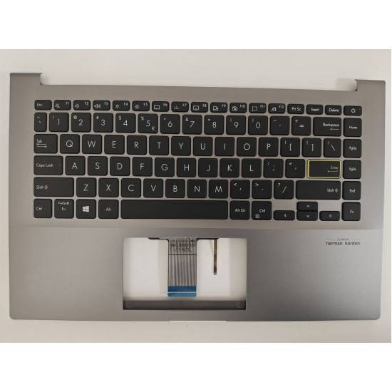 Carcasa superioara cu tastatura palmrest Laptop, Asus, VivoBook S14 S433I, S433IA, S433J, S433JA, S433JQ, S433U, S433UA, 90NB0RL4-R31UI0, 39XKSTAJN60, iluminata, gri, layout US